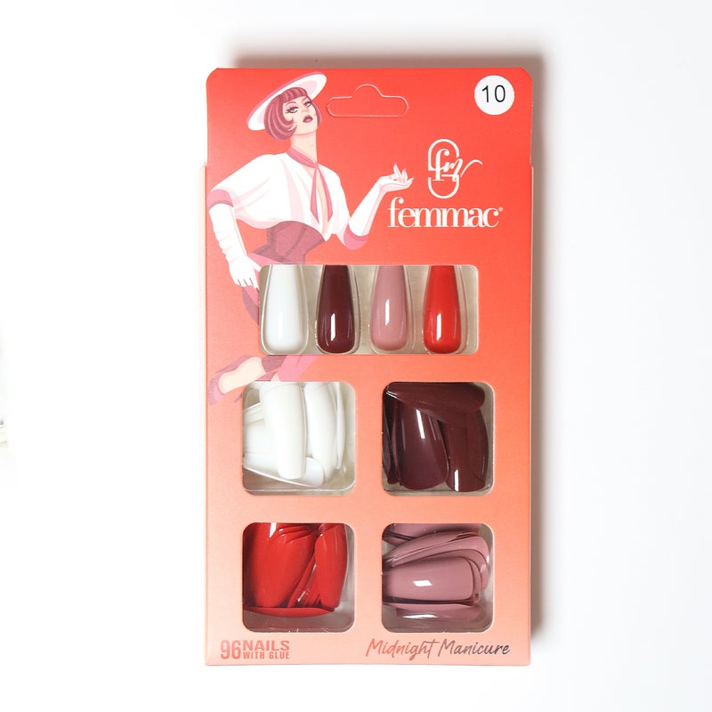 Midnight Manicure Press-On False Nails – Reusable, Lightweight, Salon Finish, 10 Cliff