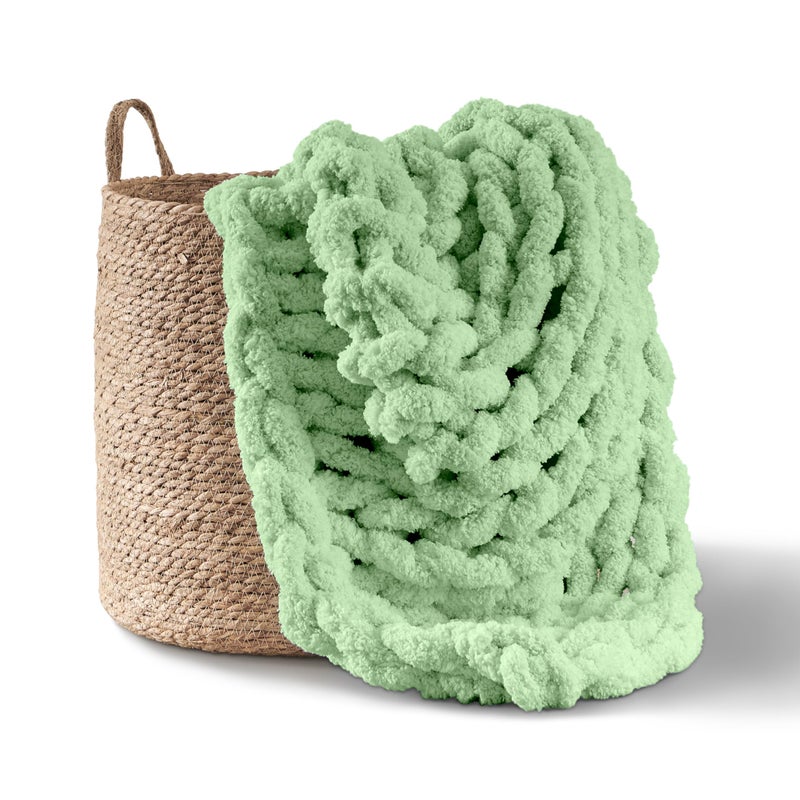 adyrescia chunky knit بطانية رمي | 100 ٪ متماسكة مع Jumbo Chenille Yarn (50 "" X60 "" Sage Green) - Image 1