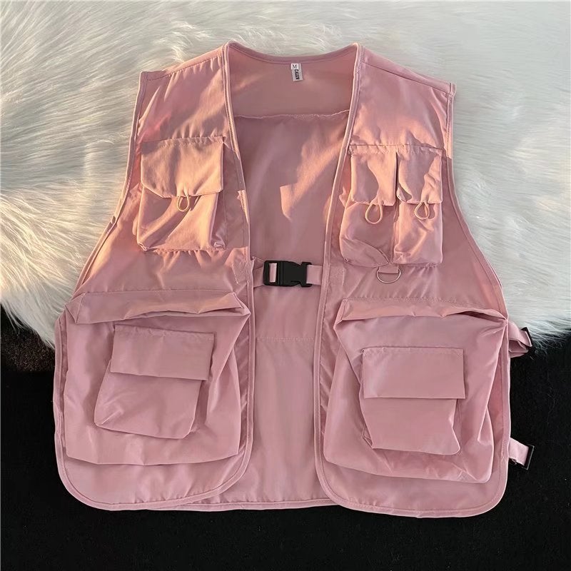 Japanese Fashion Brand Functional Tactical Tooling Multi-Pocket Thin Vest Logo Waistcoat Jacket - Image 1