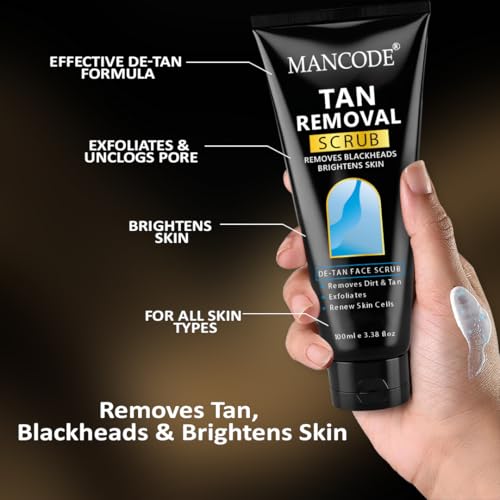 MAN CODE MANCODE De-Tan Face Scrub for Men, Tan Removal & Blackhead Control, Brightening Exfoliating Scrub, Removes Dead Skin & Renews Skin Cells, 100 ml - Image 2