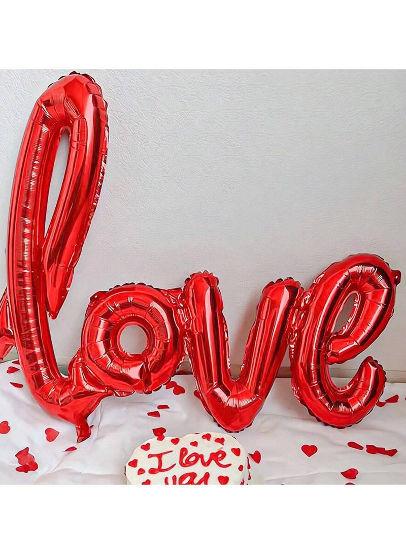 400pcs Silk Rose Petals & 6pcs Red Heart Shape Balloons & 1pc "Love" Pattern for Romantic Special Wedding Anniversary Party Decorations - Image 5