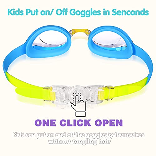 Keary 2 Pack Kids Swim Goggles Swimming Goggles for Toddler Children Girls Boys Youth, Anti-Fog Waterproof UV Protection Crystal Clear Flat Lens Water Pool Goggles with 3 Nose Piece, Kids Goggles 3-9 - Image 4