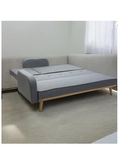 مالتي هوم فيرنيتشر MULTI HOME FURNITURE أريكة سرير بتصميم عصري أو أريكة بثلاثة مقاعد على شكل حرف L مصنوعة من أجود أنواع الأقمشة بأرجل خشبية MH-851-GREY SOFA CUM BED  - Image 5
