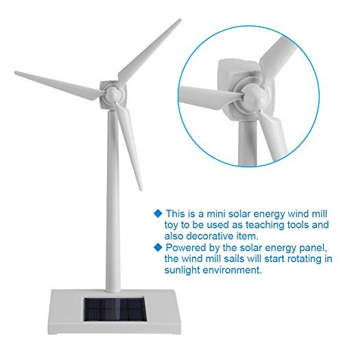 Tangxi Mini Solar Energy Wind Mill Toy, Desktop Wind Turbine Model Solar Powered Windmills, Home Decor Garden Desk Ornament Education Fan (Best Children/Friends) - Image 2
