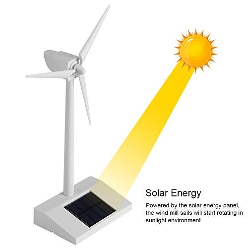 Tangxi Mini Solar Energy Wind Mill Toy, Desktop Wind Turbine Model Solar Powered Windmills, Home Decor Garden Desk Ornament Education Fan (Best Children/Friends) - Image 3