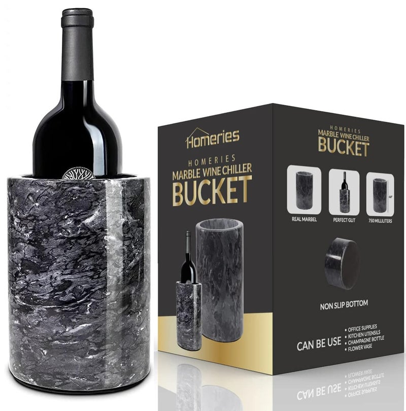 Homeries Marble Wine Chiller Bucket  Wine  Champagne Cooler for Parties Dinner  Keep Wine  Beverages Cold Wine Chillers for Bottles  Holds Any 750ml Bottle Gray