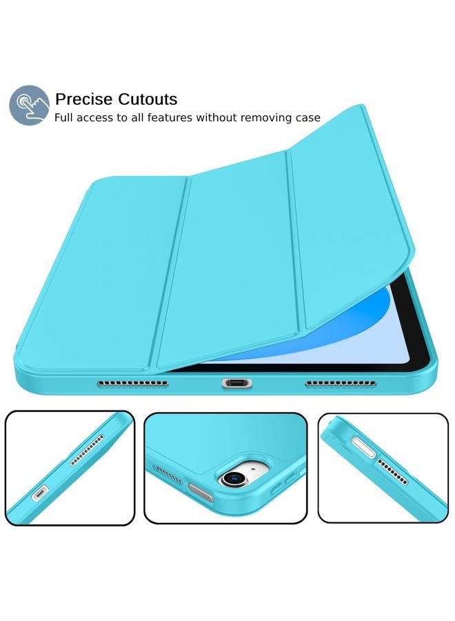 iMieet New iPad 10th Generation Case 2022 10.9 Inch with Pencil Holder, Trifold Stand Smart Case with Soft TPU Back,Auto Wake/Sleep(Cyan) - Image 2
