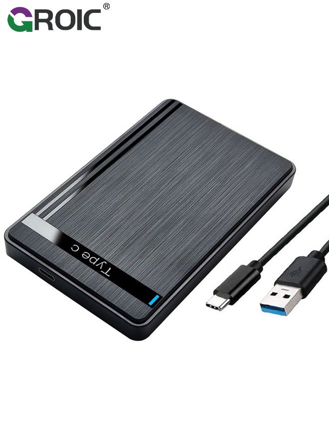 GROIC Black 2.5-inch Hard Drive Enclosure, SATA to USB 3.1 Adapter Tool-Free External Hard Drive Case, Supports UASP SATA III, Optimized for 2.5-inch SSD/HDD