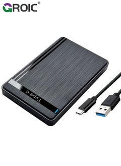 GROIC Black 2.5-inch Hard Drive Enclosure, SATA to USB 3.1 Adapter Tool-Free External Hard Drive Case, Supports UASP SATA III, Optimized for 2.5-inch SSD/HDD  - Image 1