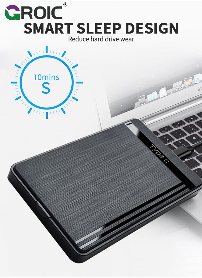 GROIC - Black 2.5-inch Hard Drive Enclosure, SATA to USB 3.1 Adapter Tool-Free External Hard Drive Case, Supports UASP SATA III, Optimized for 2.5-inch SSD/HDD - Image 1