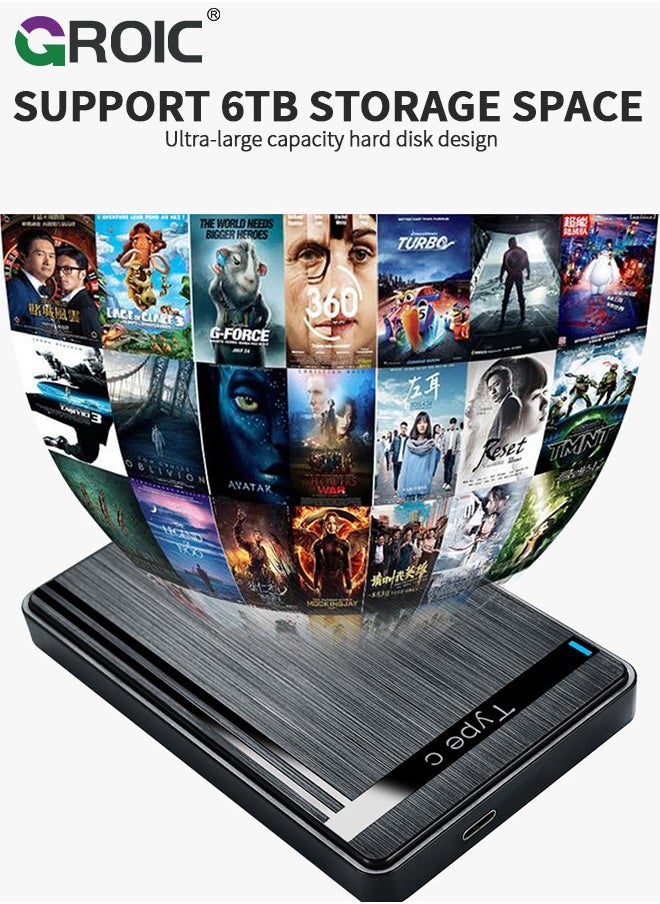 GROIC - Black 2.5-inch Hard Drive Enclosure, SATA to USB 3.1 Adapter Tool-Free External Hard Drive Case, Supports UASP SATA III, Optimized for 2.5-inch SSD/HDD - Image 1