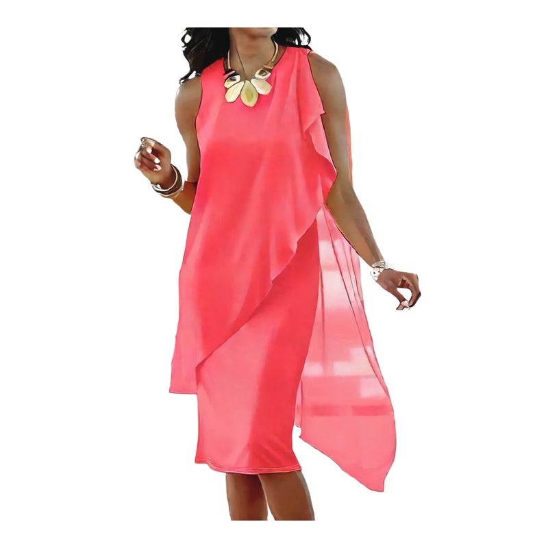 Women's Elegant Irregular Chiffon Sleeveless Dress Summer Urban Style - Image 1