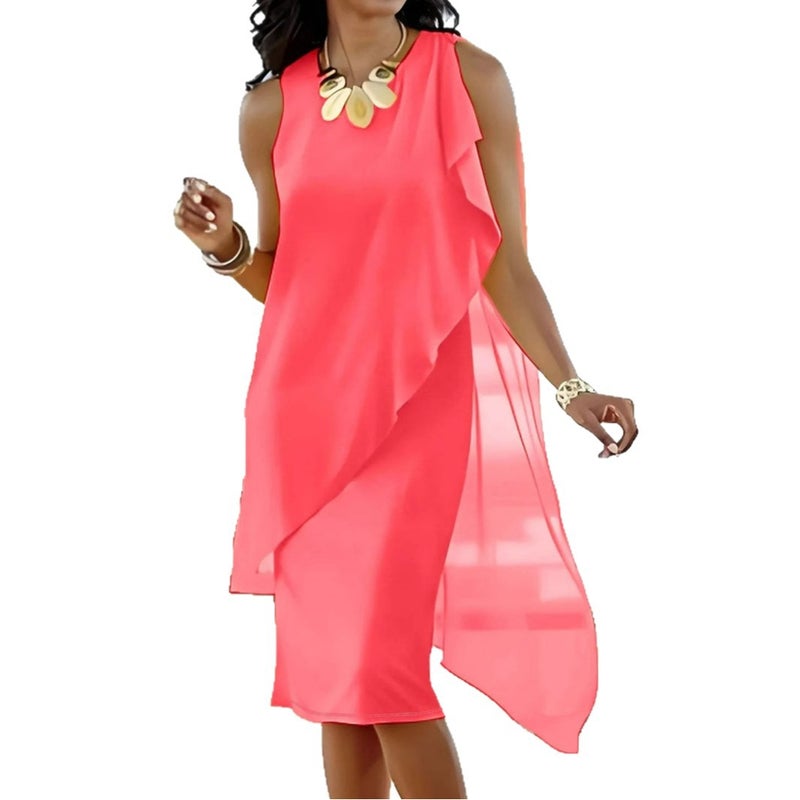 Women's Elegant Irregular Chiffon Sleeveless Dress Summer Urban Style - Image 5