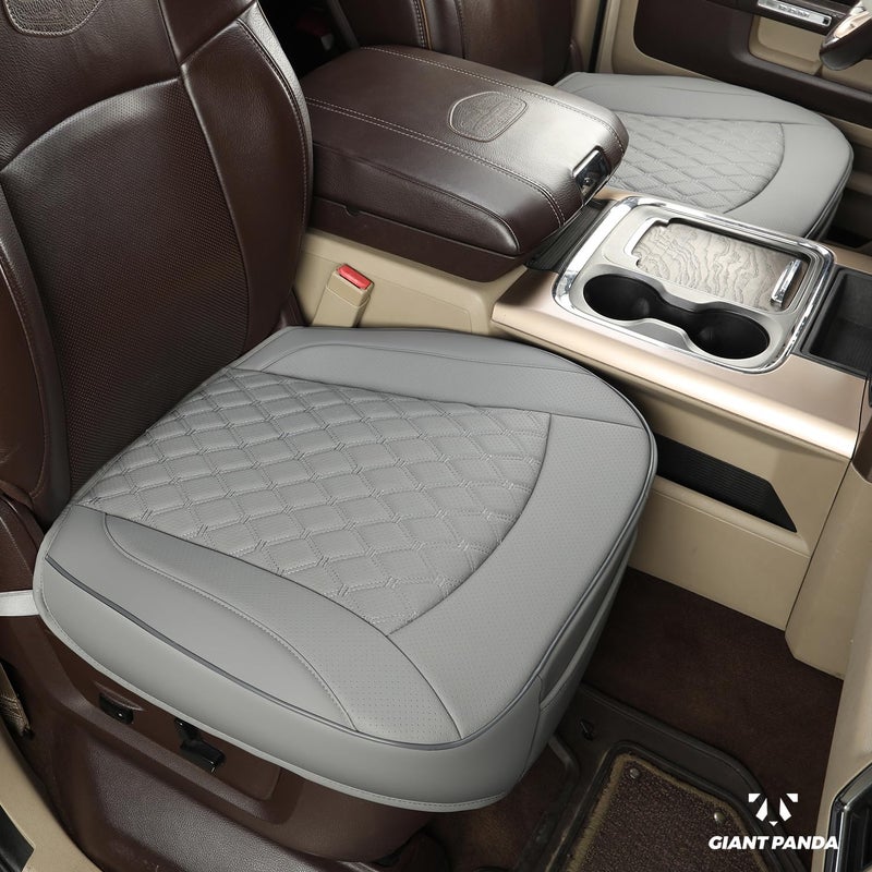 GIANT PANDA Bottom Seat Cover for Trucks&SUV, Front PU Leather Driver Seat Protector Fit for Chevy,Ram,Toyota,GMC,Ford F150 F-Series (2PCS-Grey) - Image 2