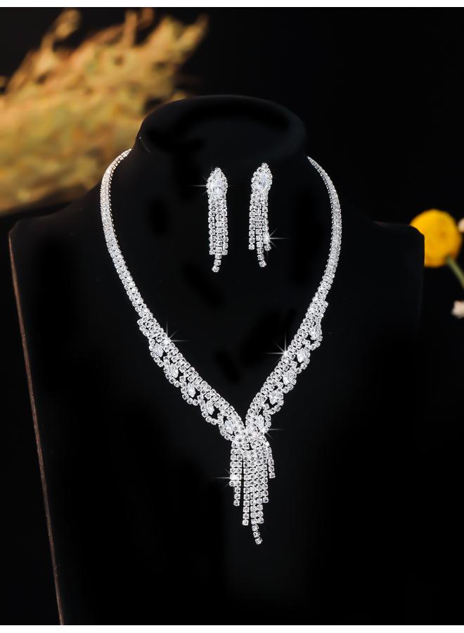 Europe And The United States Necklace Suit Earrings Jewelry Suit Banquet Dress Chain Fashion Joker Bridal Jewelry