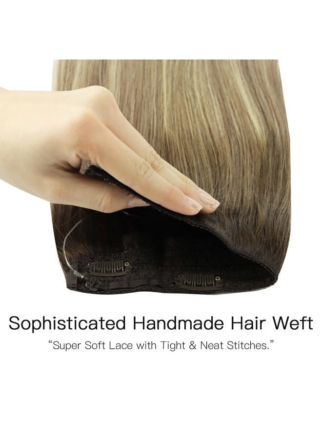 hotbanana - HOTBANANA Wire Hair Extensions, 14 inch 75g Walnut Brown to Ash Brown and Bleach Blonde Fish Line Hair Extensions Real Human Hair Straight Invisible Wire Hair Extensions Remy Hair Extensions - Image 1