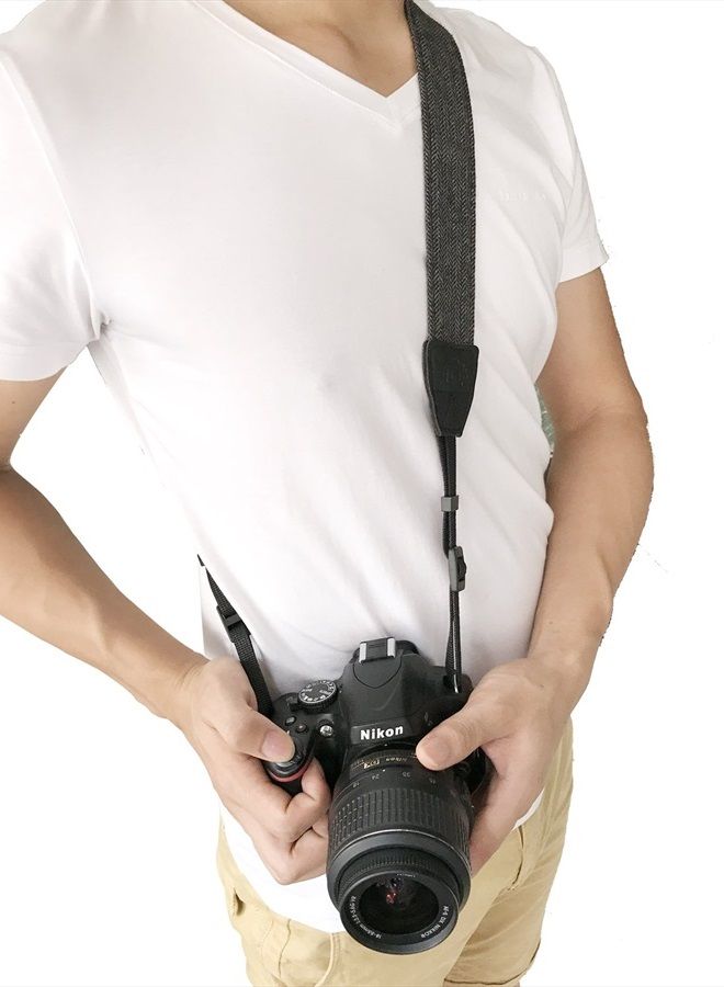 Alled Camera Neck Shoulder Belt Strap,Camera Straps for Women/Men for All DSLR/Nikon/Canon/Sony/Olympus/Samsung (Soft Black+Hand Grip Strap) - Image 4