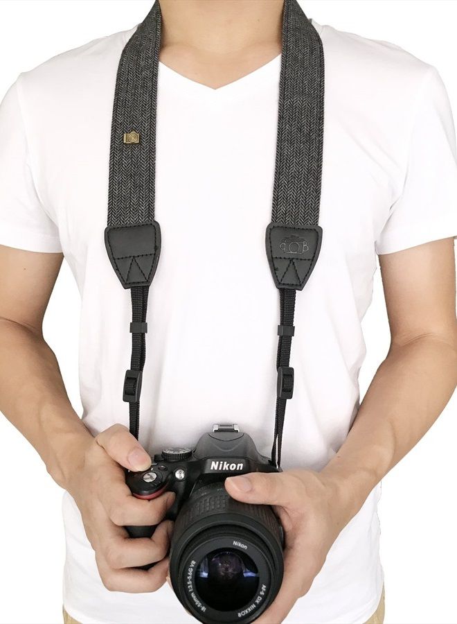 Alled Camera Neck Shoulder Belt Strap,Camera Straps for Women/Men for All DSLR/Nikon/Canon/Sony/Olympus/Samsung (Soft Black+Hand Grip Strap) - Image 5