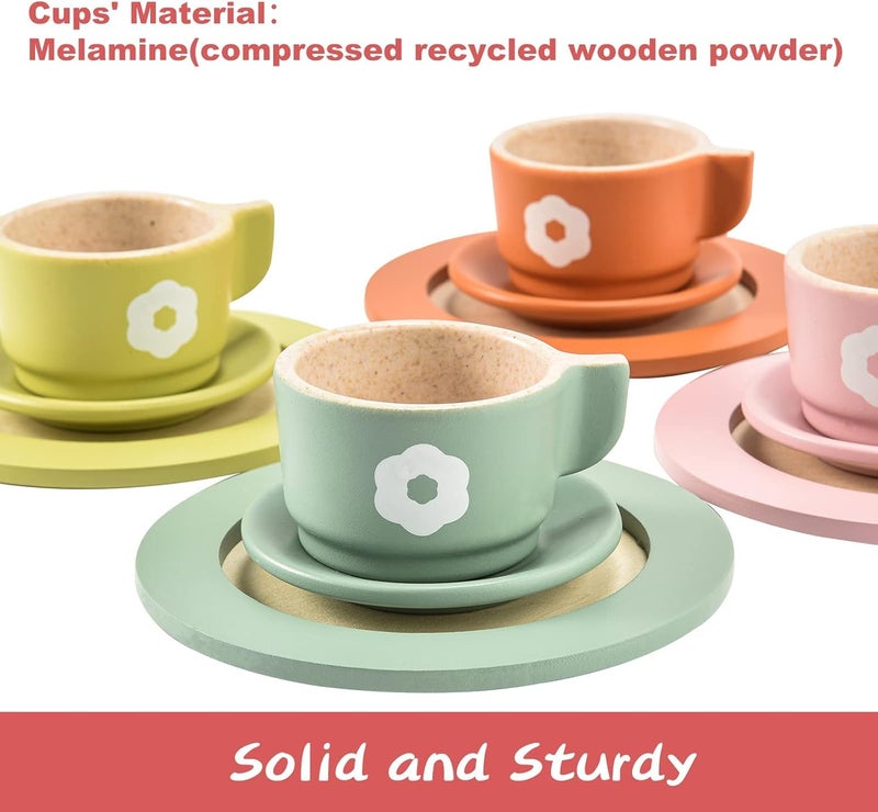 Giant bean 27PCS Wooden Toy Plates and Dishes for Kitchen Set, Wooden Play Kitchen Accessories for Girls and Boys, Montessori Toys, Christmas Birthday Gift for Kids - Image 3