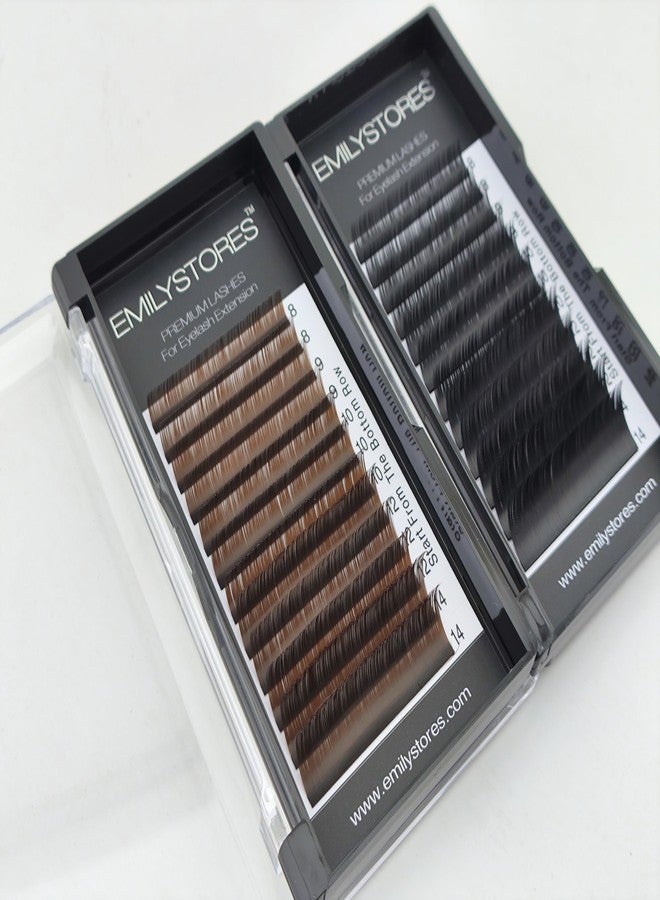 EMILYSTORES Brown Eyelash Extensions 0.10MM Lashes J B C D Curl 8-14MM Length Mix Size (Brown 0.10 C) - Image 3