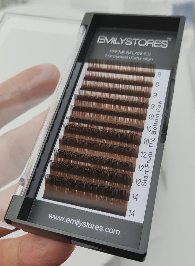 EMILYSTORES Brown Eyelash Extensions 0.10MM Lashes J B C D Curl 8-14MM Length Mix Size (Brown 0.10 C) - Image 5