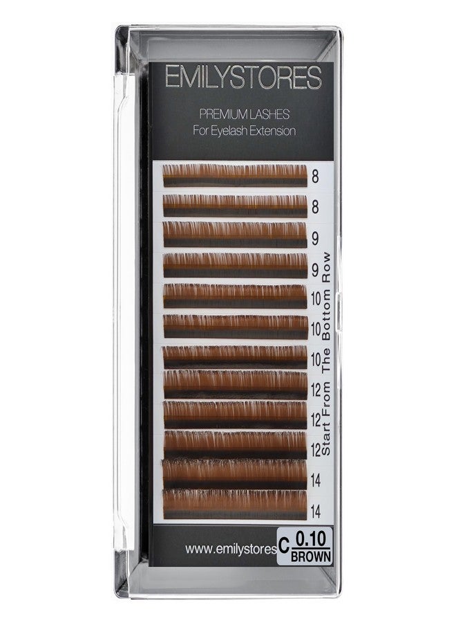 EMILYSTORES Brown Eyelash Extensions 0.10MM Lashes J B C D Curl 8-14MM Length Mix Size (Brown 0.10 C) - Image 1