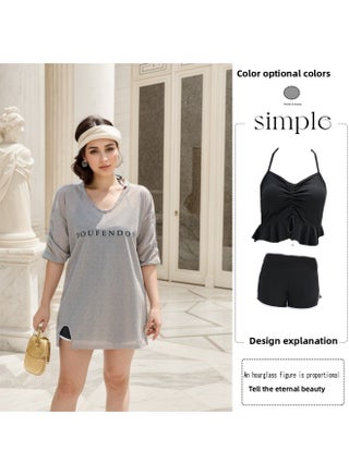 2024 Swimsuit Women's Plus Size Chubby Girl Split Boxers Three-piece Conservative Slimming Student Hot Spring Swimsuit-Color:gray Three-piece Set- - pzsku/ZA50156D7D1EB25FC7B22Z/45/1747211974/1670b04b-a62f-4a73-8236-caef618e2e4b