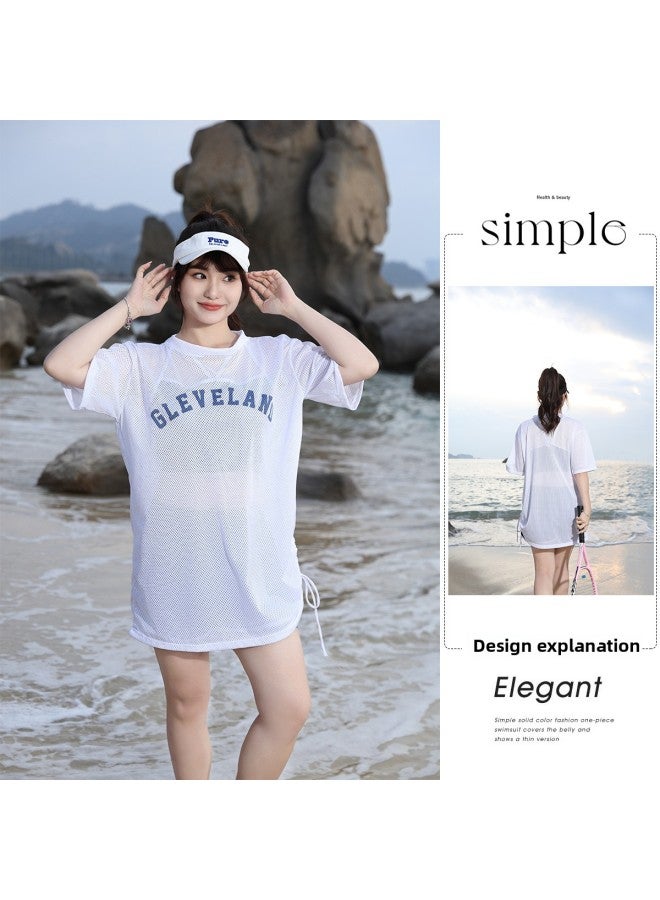 2024 Swimsuit Women's Plus Size Chubby Girl Split Boxers Three-piece Conservative Slimming Student Hot Spring Swimsuit-Color:gray Three-piece Set-