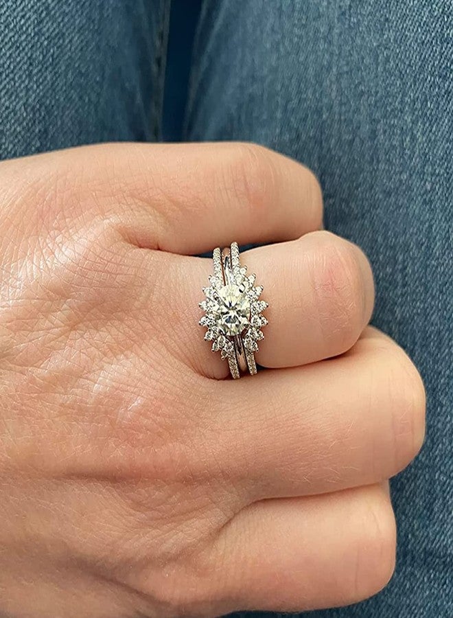 نيو شي جولري خاتم نيوشي للمجوهرات، مُعزز لخواتم الخطوبة، مرصع بالزركونيا المكعبة، خواتم زفاف منحنية للنساء، فضة إسترليني عيار 925، مقاس 7 - Image 5