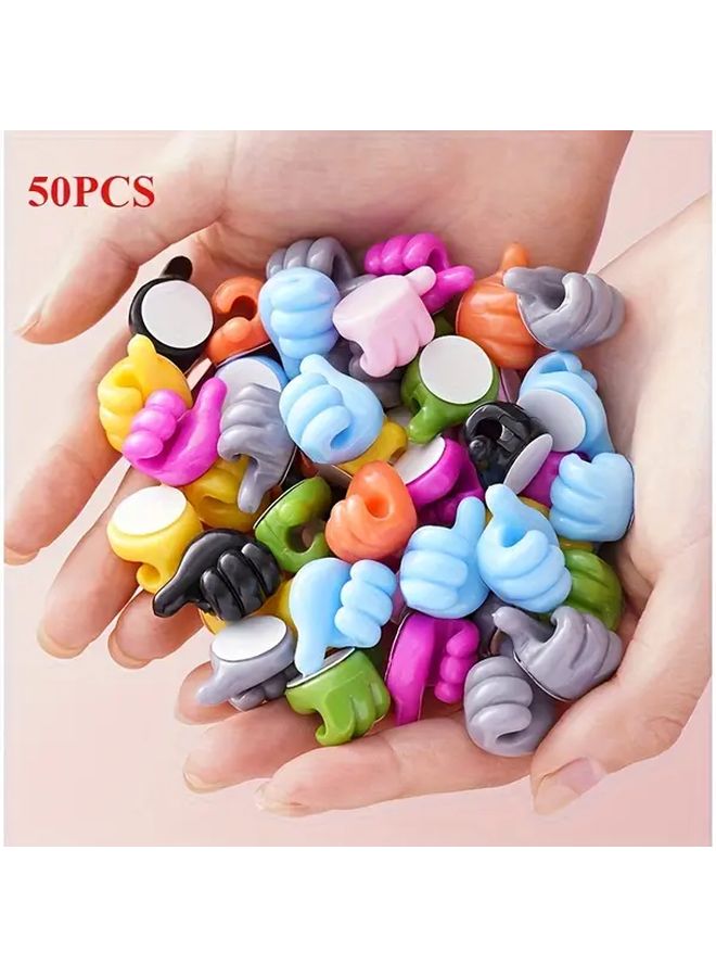 50 Pack Color Mixture Finger Hooks For Phone Cable Storage And Organization - Image 1