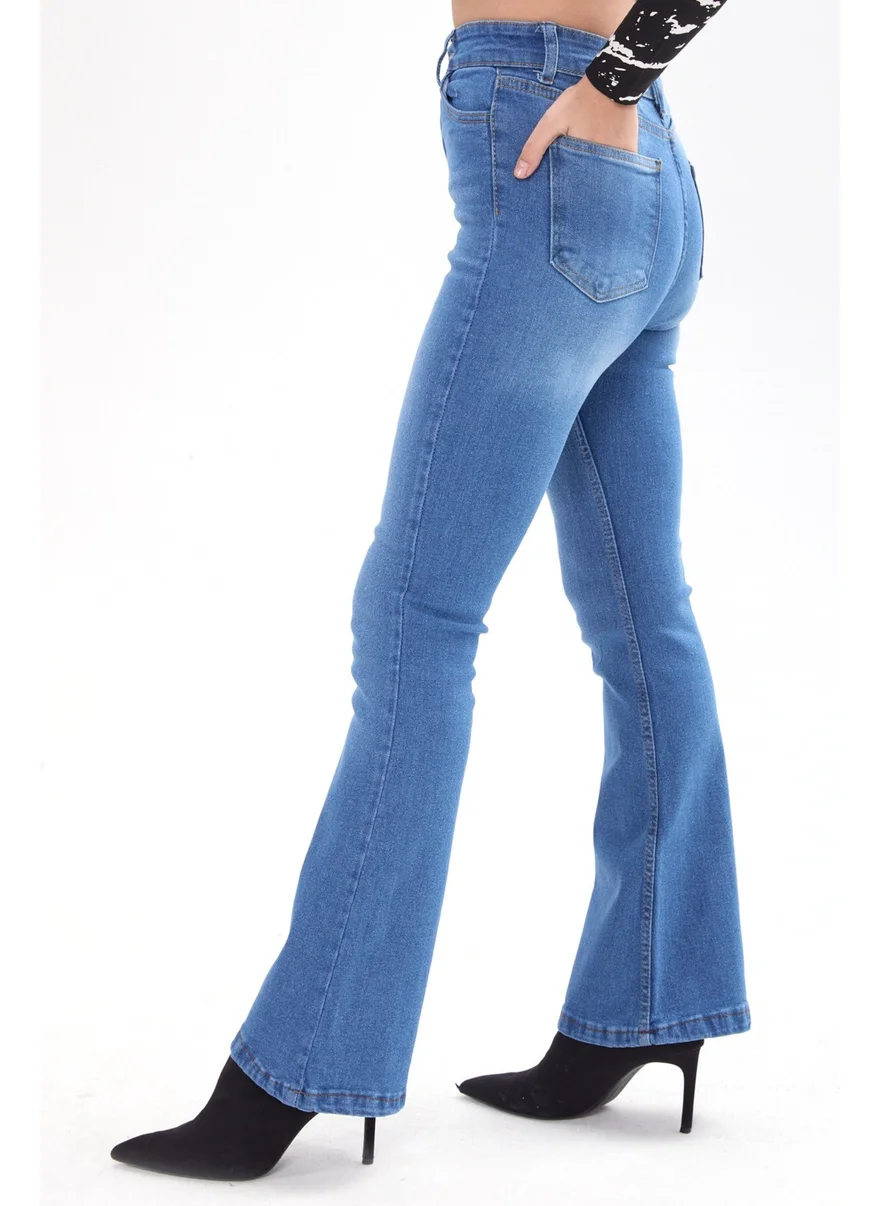 Tofisa 23660-ICE-BLUE Cotton Flare Lycra Jeans