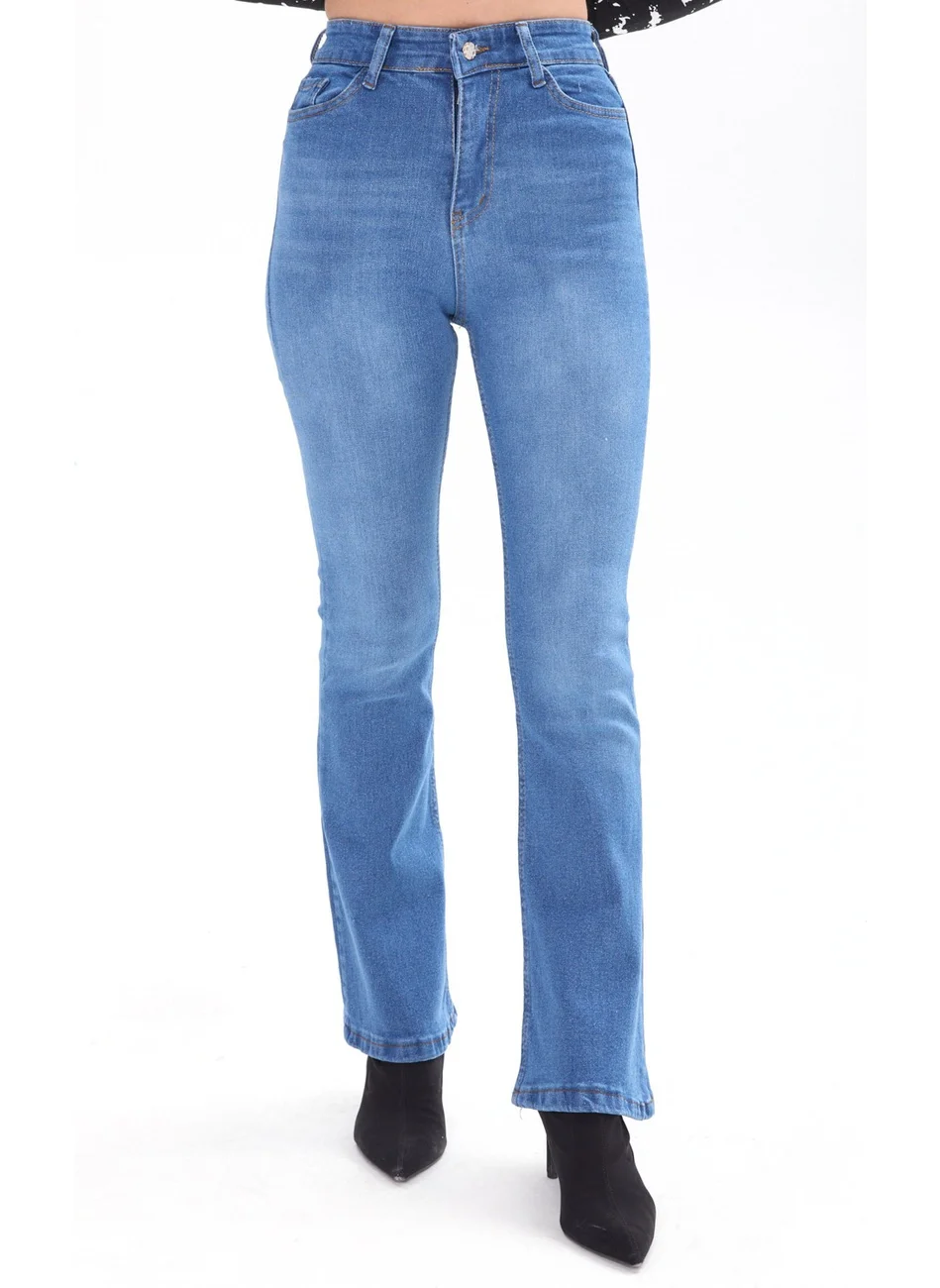Tofisa 23660-ICE-BLUE Cotton Flare Lycra Jeans