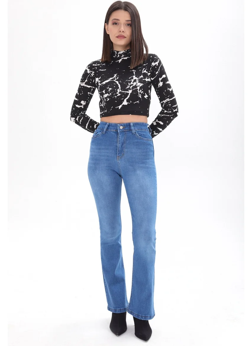 Tofisa 23660-ICE-BLUE Cotton Flare Lycra Jeans