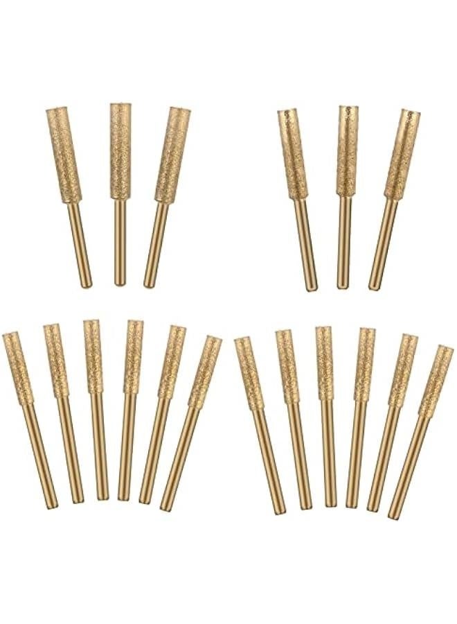 18 PCS High Hardness Diamond Chainsaw Sharpener, Titanium Plated Burr Stone File Kits in 3 Size Sharpening Wheels Chainsaw File for Chain Saw Stone Jewelry Wood (5/32'', 3/16'', 7/32'') - Image 1