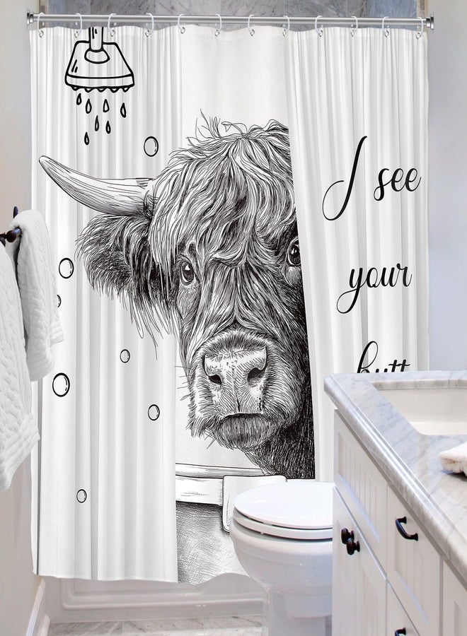 Riyidecor Funny Highland Cow Shower Curtain for Bathroom Decor 72Wx72H Fun Rustic Bull in Bathtub Western Farmhouse Country Animal Kids Pets Art Printed Fabric Polyester Waterproof 12 Pack metal Hooks - Image 4