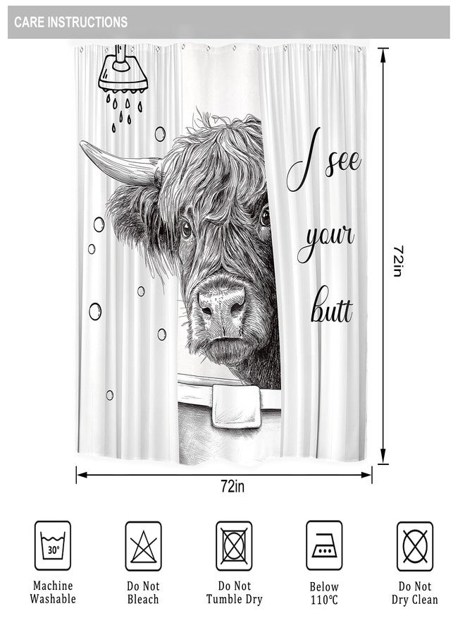 Riyidecor Funny Highland Cow Shower Curtain for Bathroom Decor 72Wx72H Fun Rustic Bull in Bathtub Western Farmhouse Country Animal Kids Pets Art Printed Fabric Polyester Waterproof 12 Pack metal Hooks - Image 5