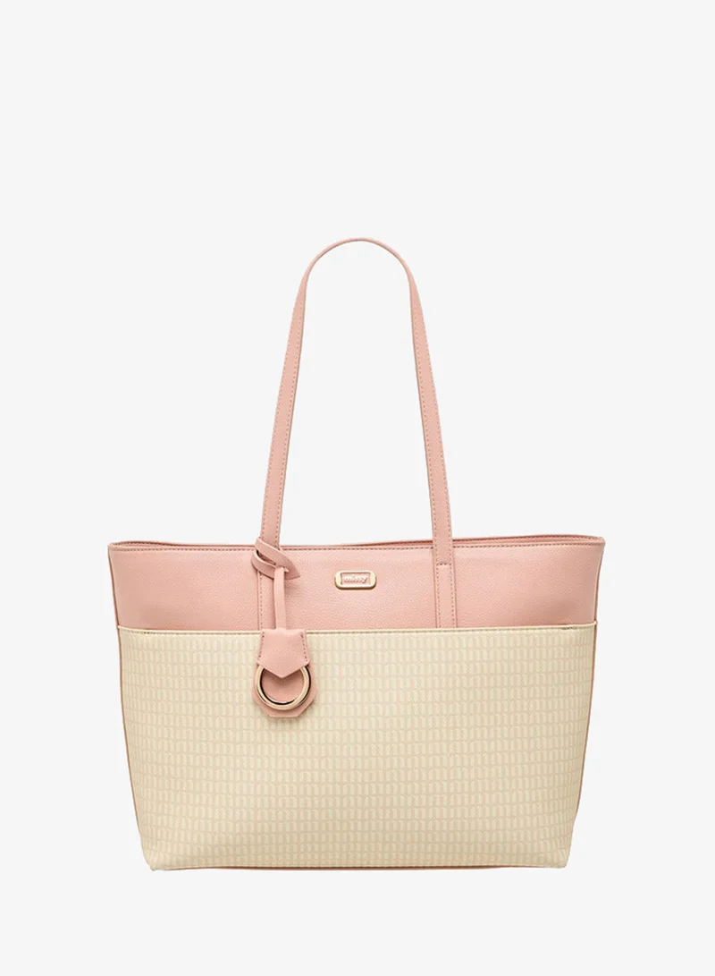 ميسي Women's Monogram Print Tote Bag with Zip Closure and Double Handle