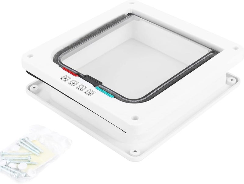 Cat Door Flap with 4 - Way Lockable System, M Size, White Plastic - Weatherproof Double - Flap, Easy DIY Installation, Suitable for Small Dogs and Cats - Image 1