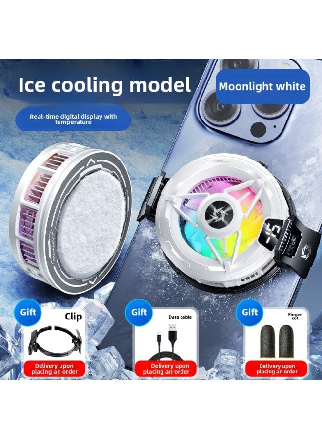 Icing Mobile Phone Radiator SL59 Magnetic Back Clip Semiconductor Refrigeration Artifact Does Not Pick Charging Head Source Factory-Colour:Sl59 Icing Digital Display + Clip [white]  - Image 1
