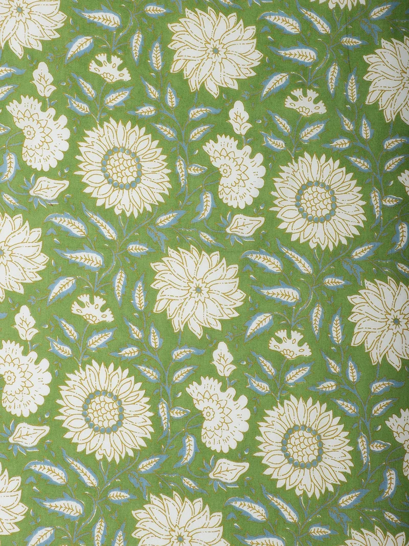 AKS  Leaf Green Floral Cotton Fabric  | Best Price UAE
