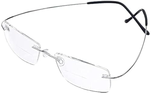 Jcerki Super Light Titanium alloy Bifocal Reading Glasses Men Women Fashion Rimless Reading Eyeglasses Eyewear Case - Image 1