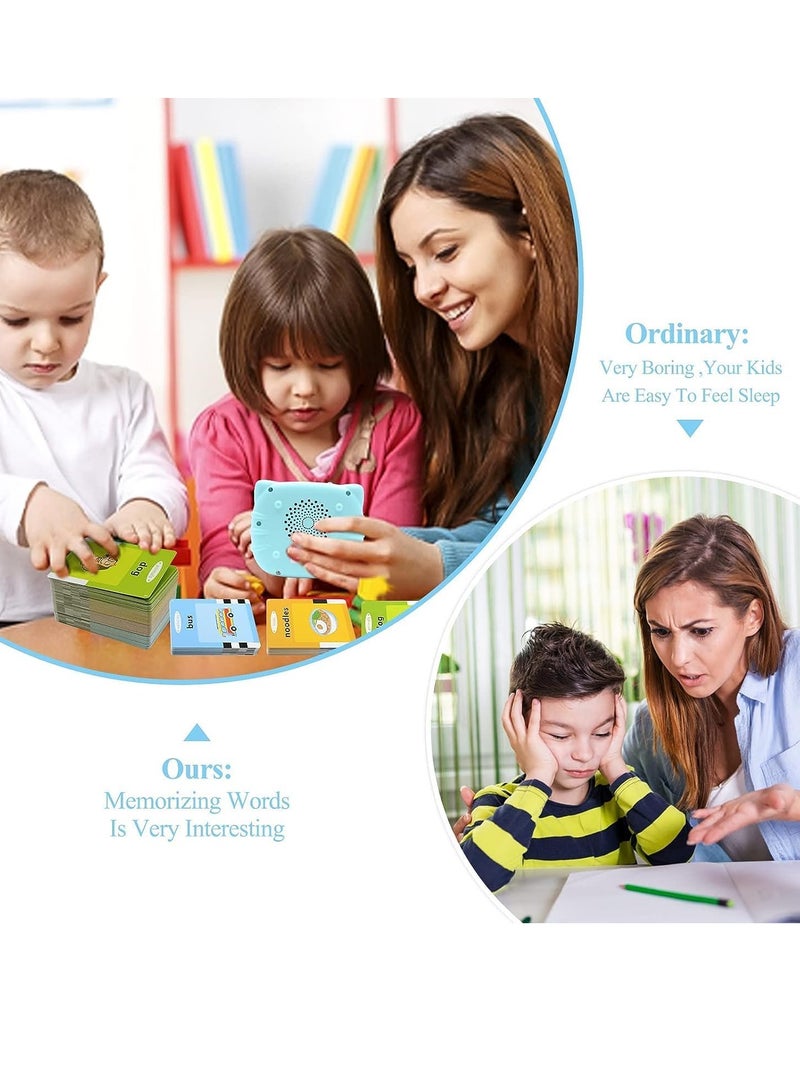 Flash Cards for Toddlers 2-4 Years, 112 Audible Talking Flash Cards 224 Words Educational Toys for 2 3 4 5 6 Year Old Boys Girls, Sight Words Flash Cards (Blue01) - Image 4