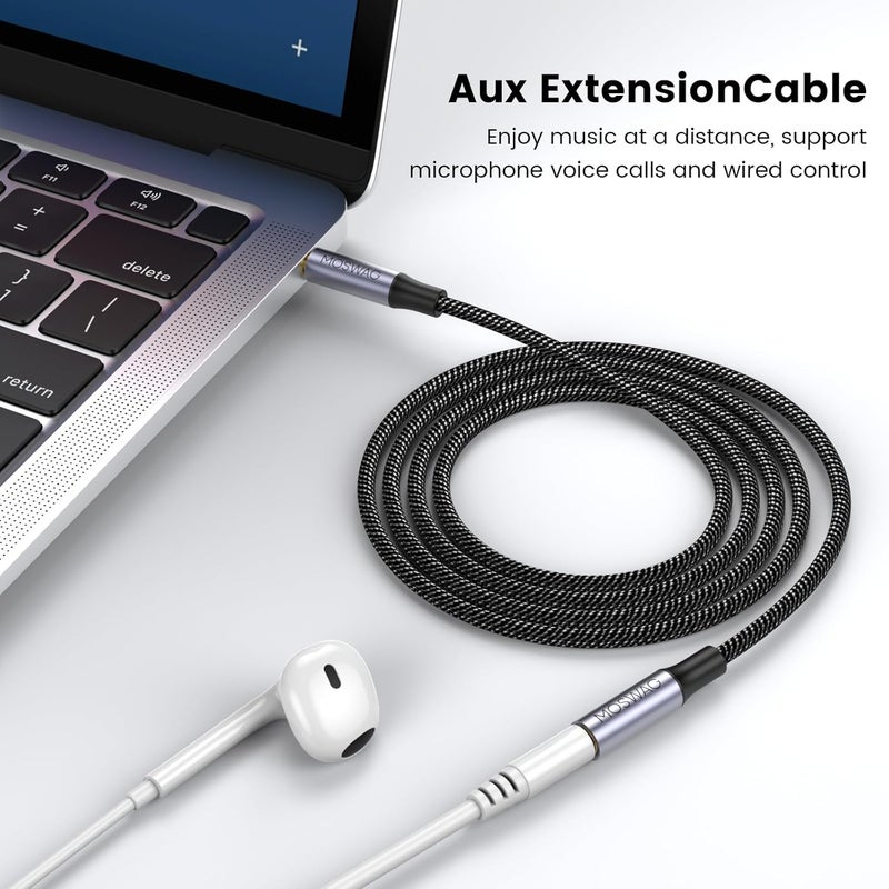 MOSWAG MOWSAG 4 metres 3.5mm Extension TRRS 4-Pole Headphone Cable Male to Female Audio Cable Nylon Braided Compatible for Home/Car Stereos Smartphones Headphones Tablets Media Players and More - Image 3