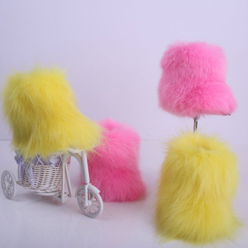 Children Shoes Boots Children'S Long Boots Furry Snow Boots For Women - Image 4