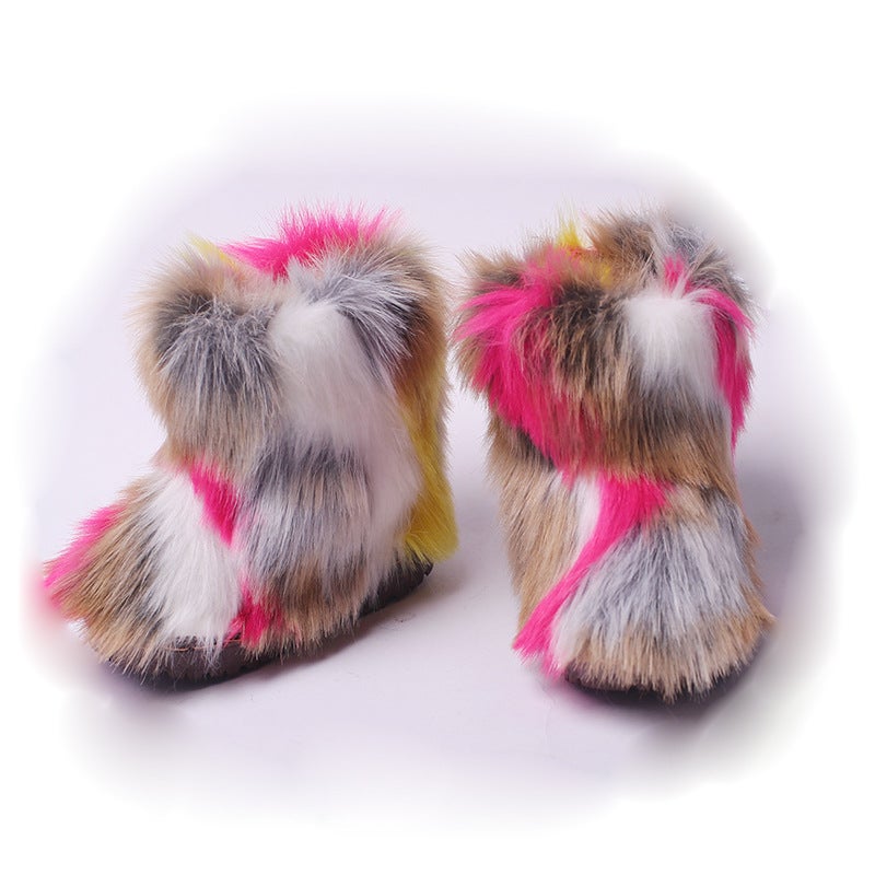 Children Shoes Boots Children'S Long Boots Furry Snow Boots For Women - Image 3