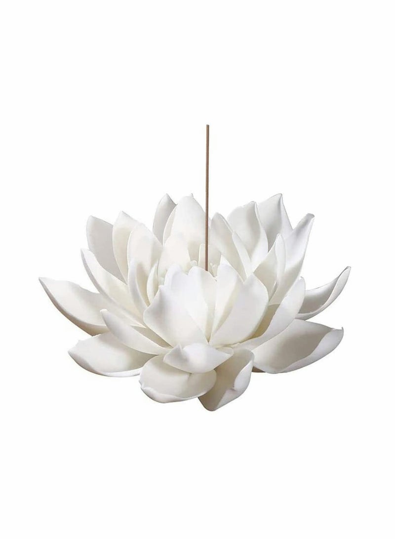 Excefore Incense Holders Burner 3.9 Inch Ceramic White Lotus Incense Burner Home Decor Flower Incense Burner Stick Holder for Yoga Studio Living Room Office Teahouse Home Decor - Image 1