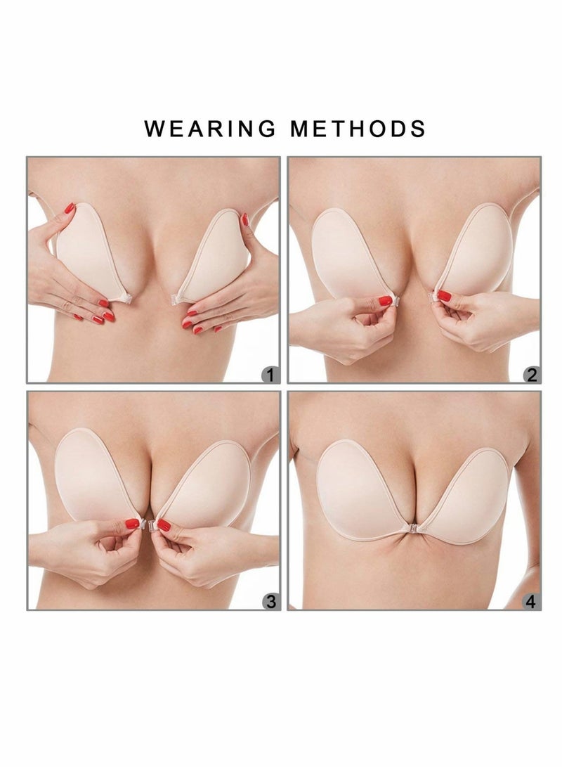 Adhesive Bra Invisible Sticky Strapless Push up Backless Reusable Silicone Covering Nipple Bras, Suitable for B Cup (Black + Skin Color) - Image 4