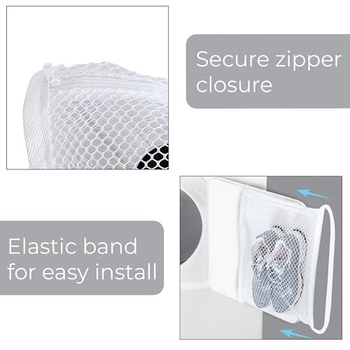 Smart Design Sneaker Dryer & Wash Bag w/ Elastic Straps - Durable Fabric - for Shoes, Clothing, & Laundry - Home Organization (15.5 x 15.5 Inch) [White] - Image 5