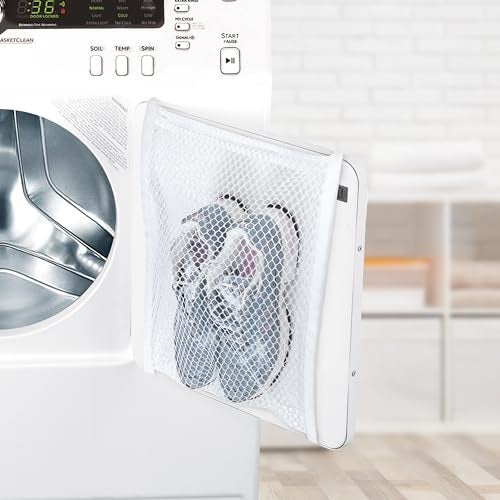 Smart Design Sneaker Dryer & Wash Bag w/ Elastic Straps - Durable Fabric - for Shoes, Clothing, & Laundry - Home Organization (15.5 x 15.5 Inch) [White] - Image 3