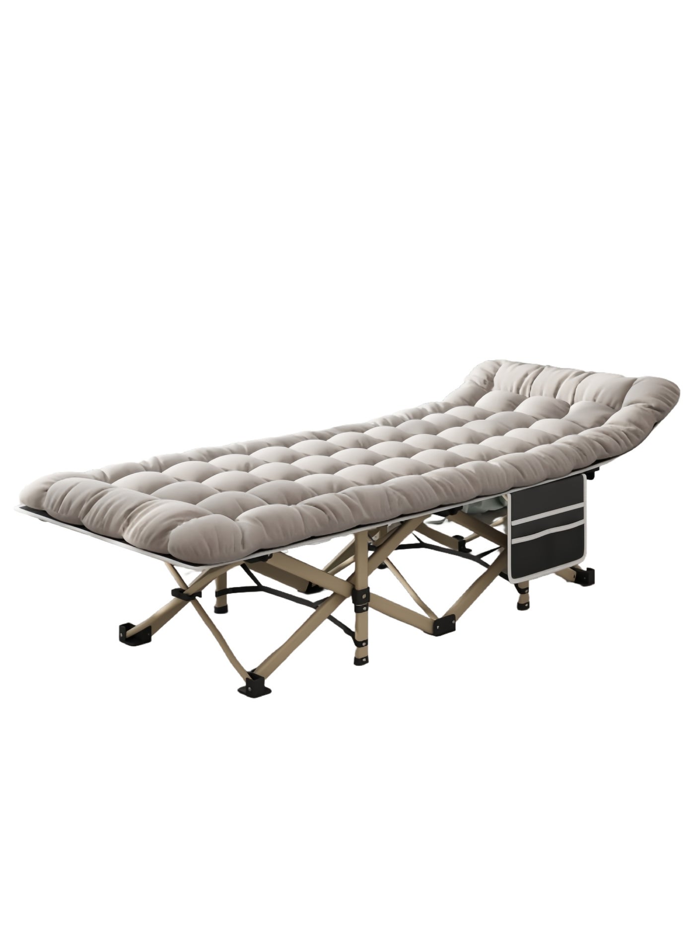 MissTiara Camping Cot with Soft Mat for Adults Heavy Duty Folding Bed for Sleeping, Portable Oxford Outdoor Cot with Carry Bag, Supports 200kg, Quick Setup Lightweight Travel Bed for Camping & Home (Grey)